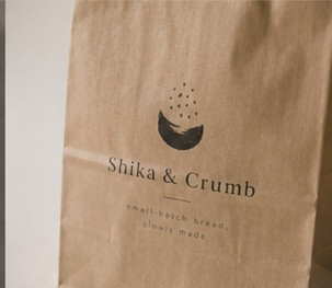 Shika & Crumb kraft paper bag